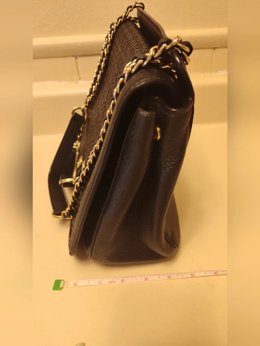 Tory Burch Bryant Black With Gold Chain Strap Purse Shoulder Bag With Dust Bag